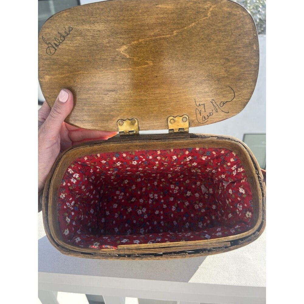 Vintage 70s Caro-Nan basket wooden penny purse St. Louis Missouri lined indie - Picture 9 of 16